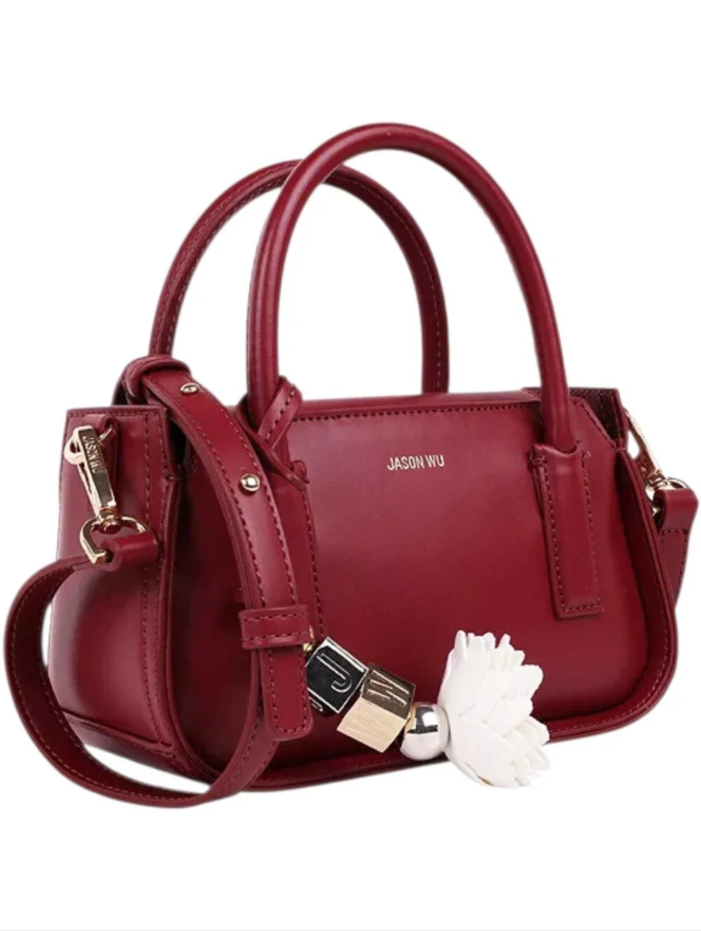 JASON WU STRUCTURED MINI BAG Oxblood Leather Crossbody NWT - Picture 3 of 8